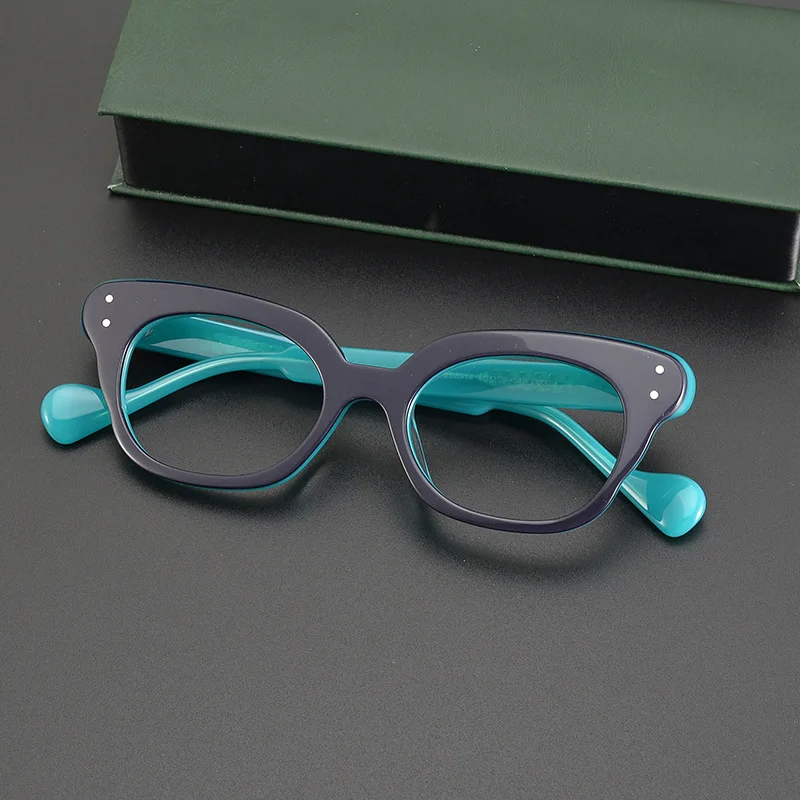 2024 Montatura Per Occhiali Vintage Bicolore Montatura Per Occhiali In Acetato Ottico Cat Eye Montature Per Occhiali Donna Uomo Lettura Miopia Occhial