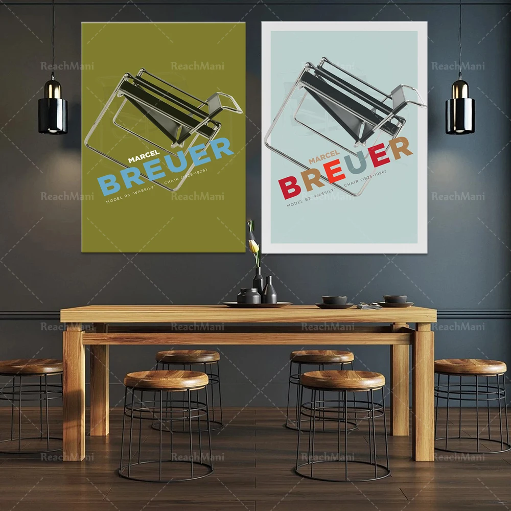 Bracciali Breuer Wassily Chair Art Prints Furniture Bauhaus Poster Ristorante Canvas Painting Mid-Century Modern Wall Decoration