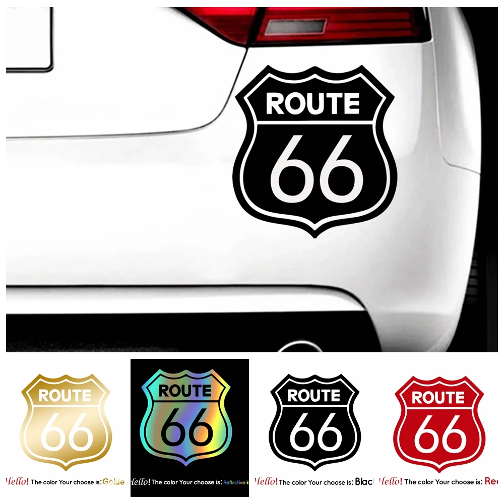 1Pc Adesivi Per Auto Cartoon Route 66 Sign Sticker Cover Accessori Antigraffio Impermeabili Per Windows Hood