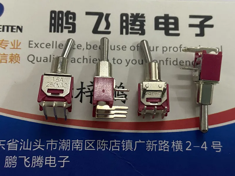 1Pcs  U.S. E-Switch 2S1Msp1T3B2M6Qe Miniature Toggle Switch 3 Feet 2 Gears Horizontal Bending Feet Shaking Head Rocker Arm