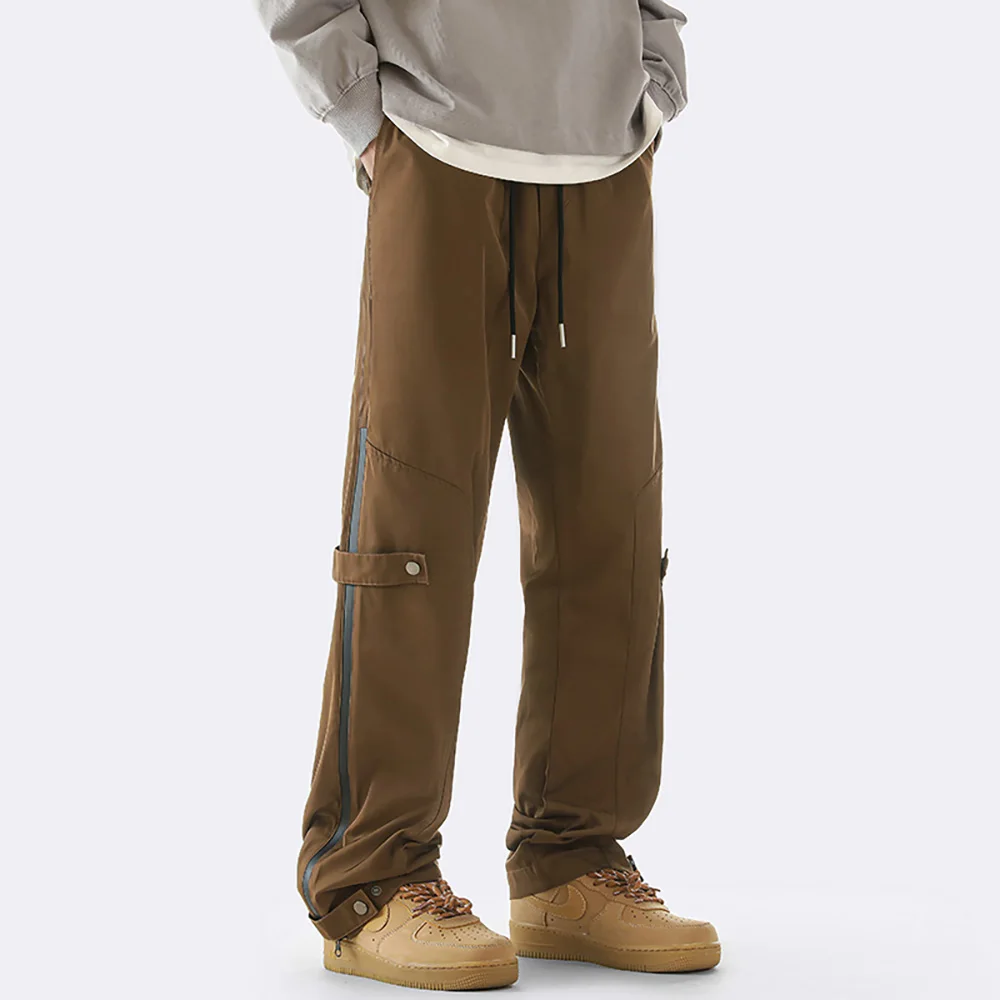 New Fashion Trendy Leg Zipper Pants Uomo Casual Straight Joggers Streetwear Hiphop Harem Cargo Pants Abbigliamento