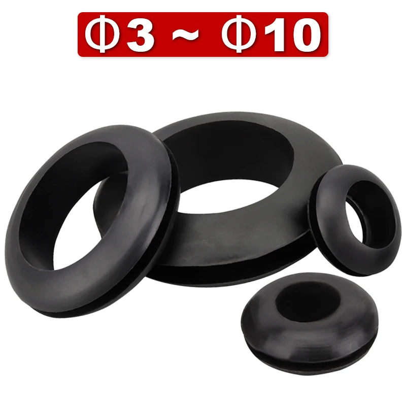 Black Rubber Double Sided Protective Coil Out Hole Wire O-Ring Distribution Box Through Wire Ring Seal Ring Grommets Cable3~80Mm