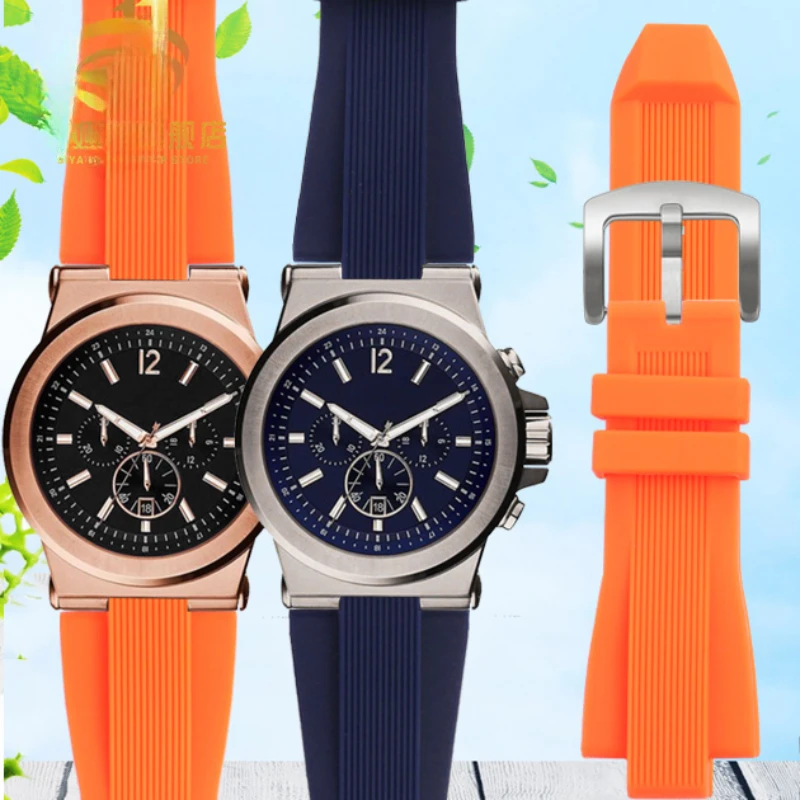 Per Michael Kors Mk8184 8729 9020 Blu Nero Arancione Impermeabile Confortevole Sicurezza Silicone 13X29Mm Interfaccia Convessa Cinturini