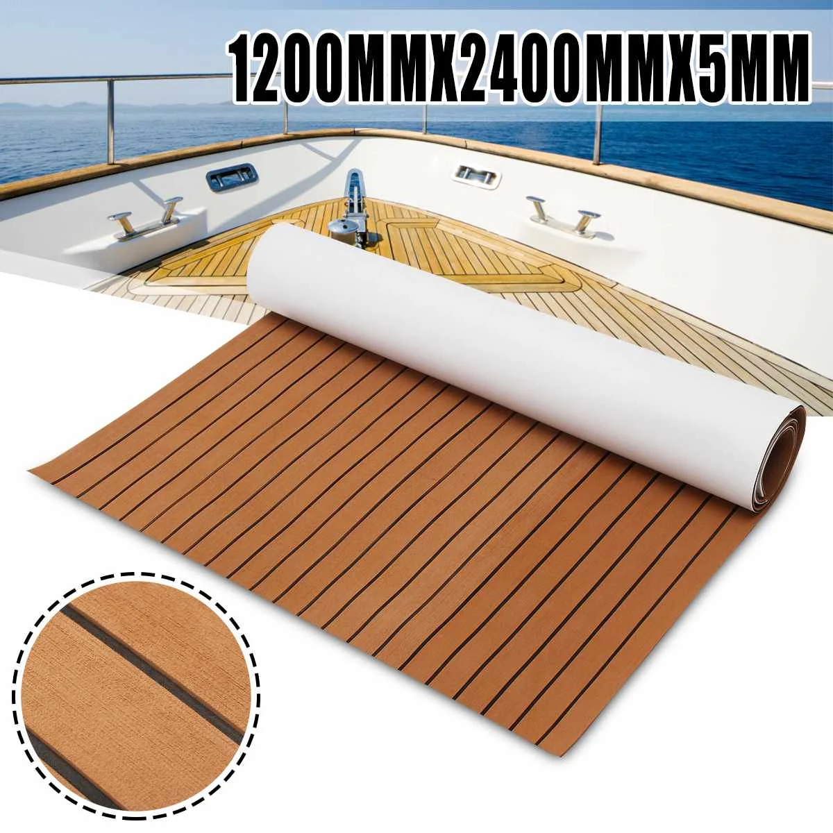 1200Mm X 2400Mm X 5Mm Schiuma Autoadesiva Yacht Sintetico Teak Deck Faux Teak Boat Deck Mat Decking Boat Eva Foam Tappetino Per Barca