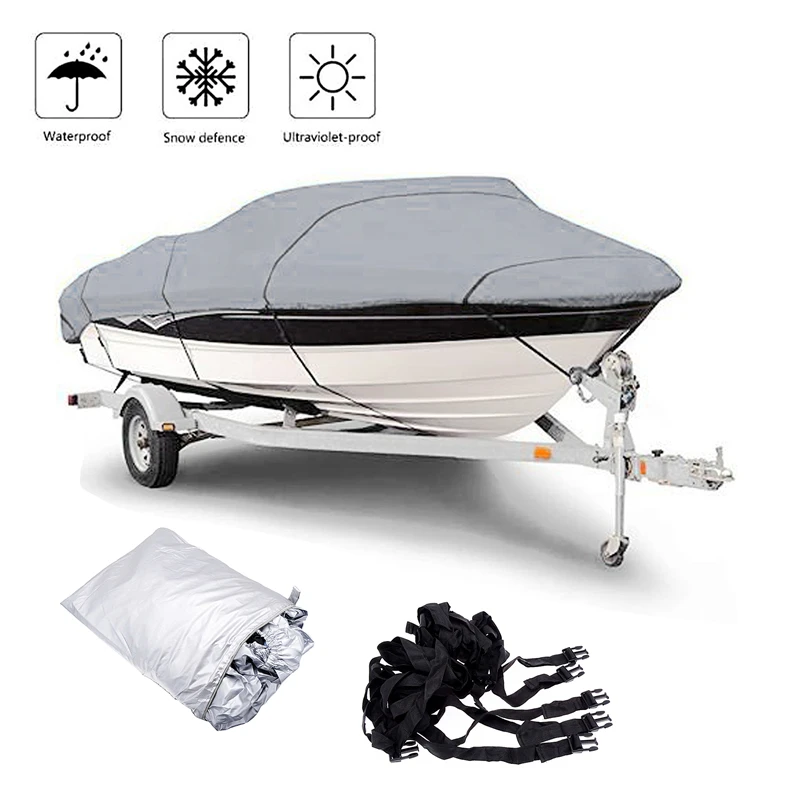 Yacht Protezione Esterna Impermeabile Copertura Per Barca Tessuto Anti-Sfondamento Antistrappo Argento Riflettente 300D 11-22Ft Copertura Per Barca