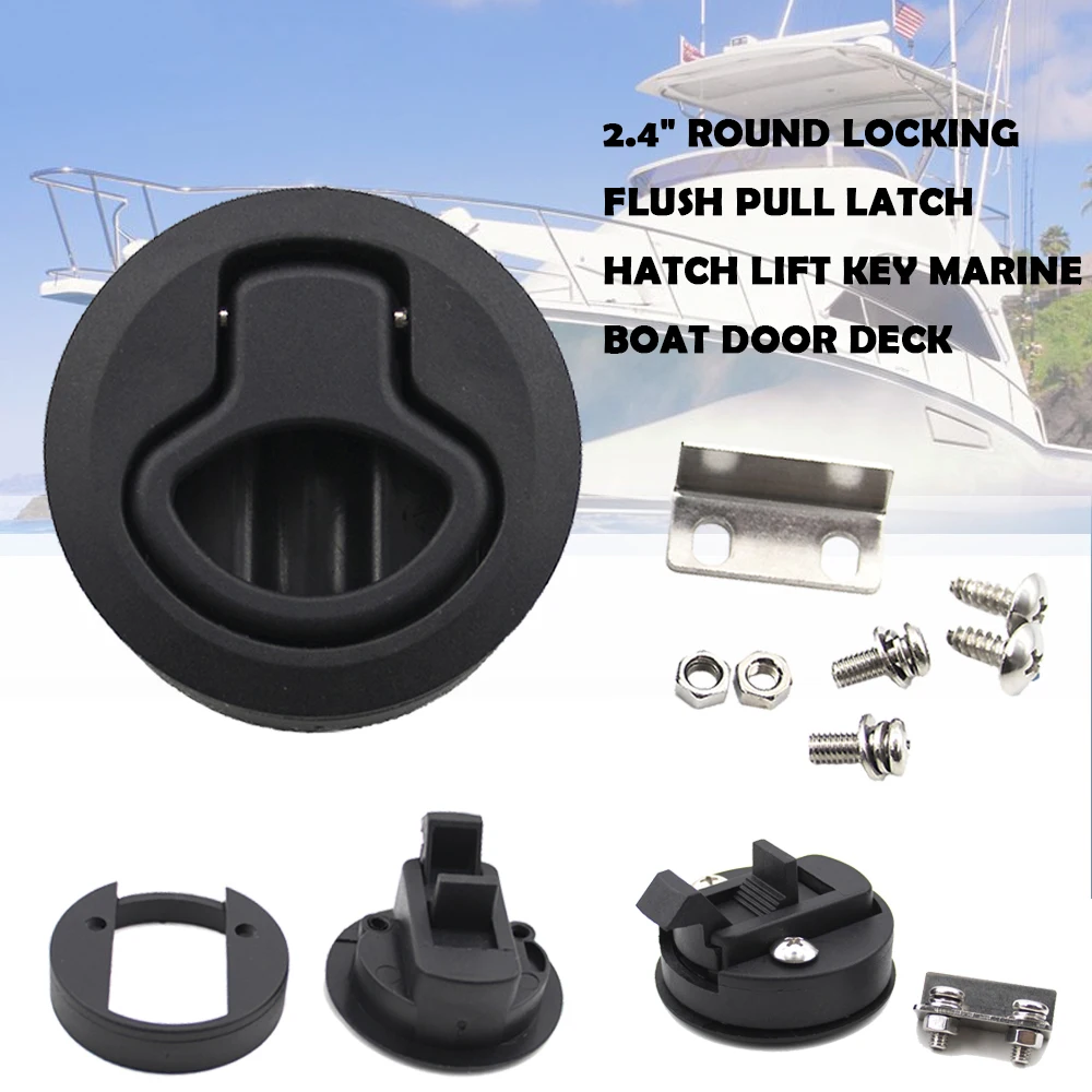 2Pcs Round Flush Pull Slam Hatch Latch Per Rv Caravan Boat Marine Deck Hatches Lift Pull Door Locking Locker Yacht
