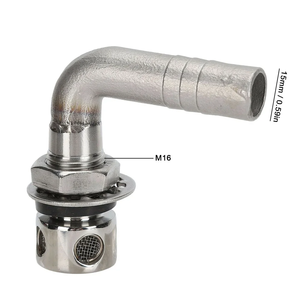 1X Silver Boat Yacht Fuel Tank Vent Marine Grade Acciaio Inossidabile Accessori A 90 Gradi Per Veicoli