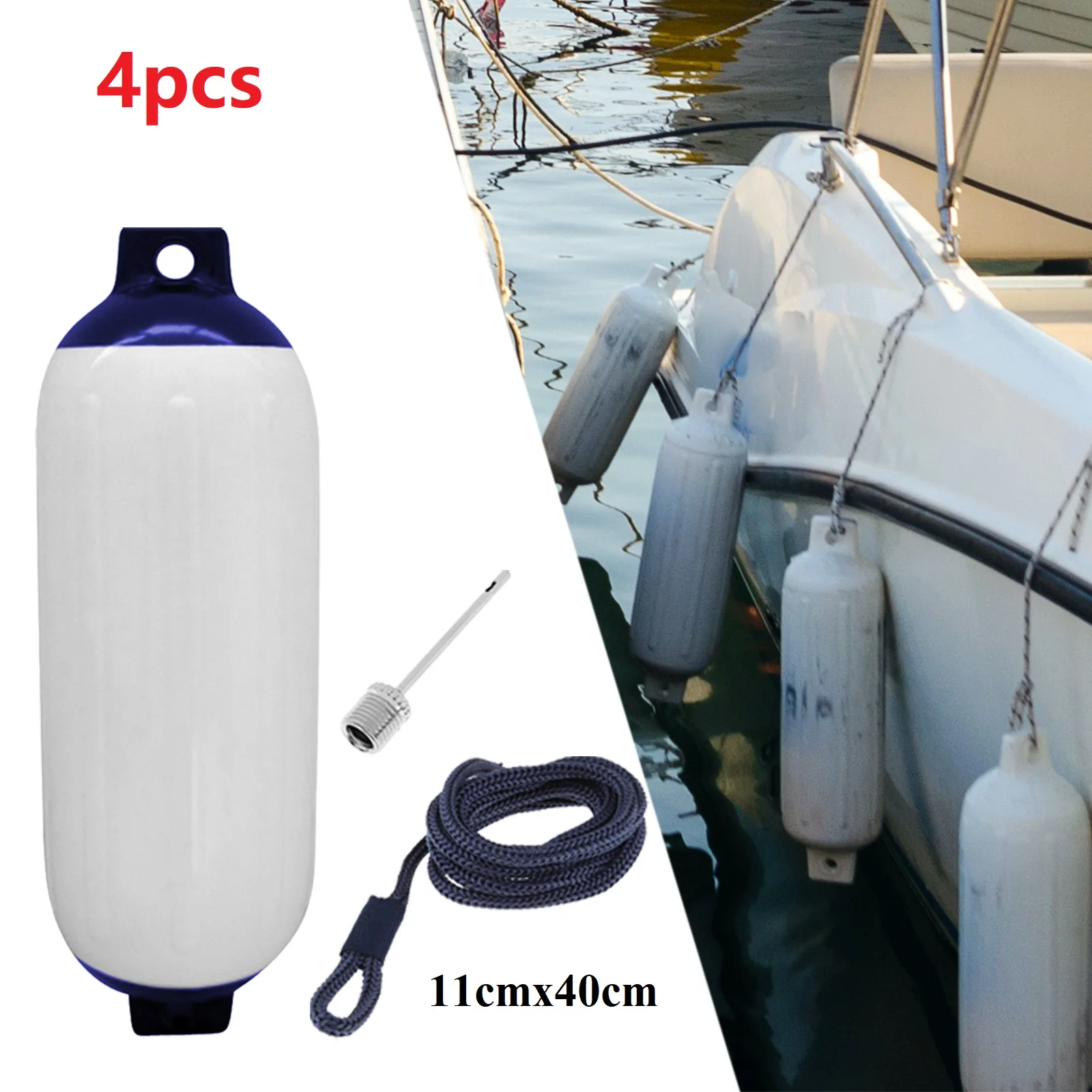 4/3/2/1 Pcs Paraurti Gonfiabile Per Barca Marino Per Fender Boat Yacht Anchor Uso Per Bass Boats Sport Gommone Fender 11Cm X 40Cm