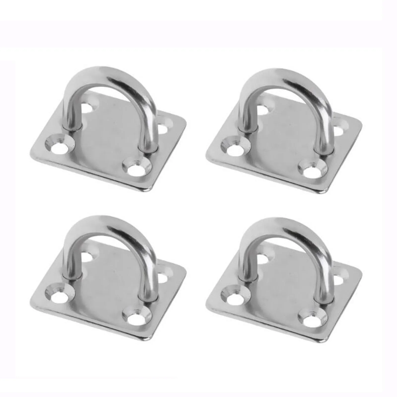 4 Pezzi In Acciaio Inossidabile 304 5Mm Quadrato Porta Fibbia Pad Eye Plate Soffitto Montaggio A Parete Gancio Per Kayak Canoa Barca Yacht Sport Acqua