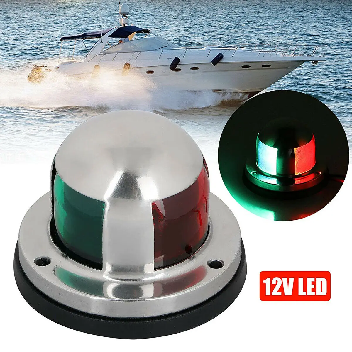 2 In 1 12V Led Bow Navigation Light Marine Boat Yacht Pontoon Accessori In Acciaio Inossidabile Per Veicoli