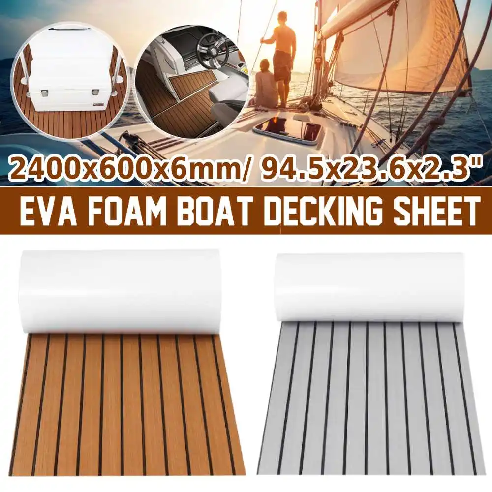 2400X600X6Mm 5Mm Eva Foam Boat Flooring Faux Teak Decking Sheet Pad Per Barca Marine Yacht Rv Deck Sheet Mat