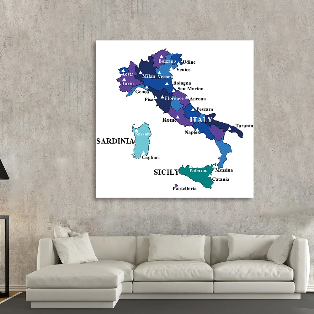 150*150Cm Mappa Politica Italia Vintage Non Tessuto Tela Pittura Grande Poster Aula Decorazione Della Casa Materiale Scolastico