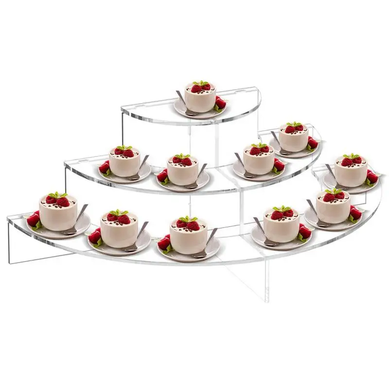 Cup Cake Tier Stand Clear 3 Tier Cake Display Riser Half Moon Countertop Bakery Cupcake Tower Per Compleanno Halloween Christmas