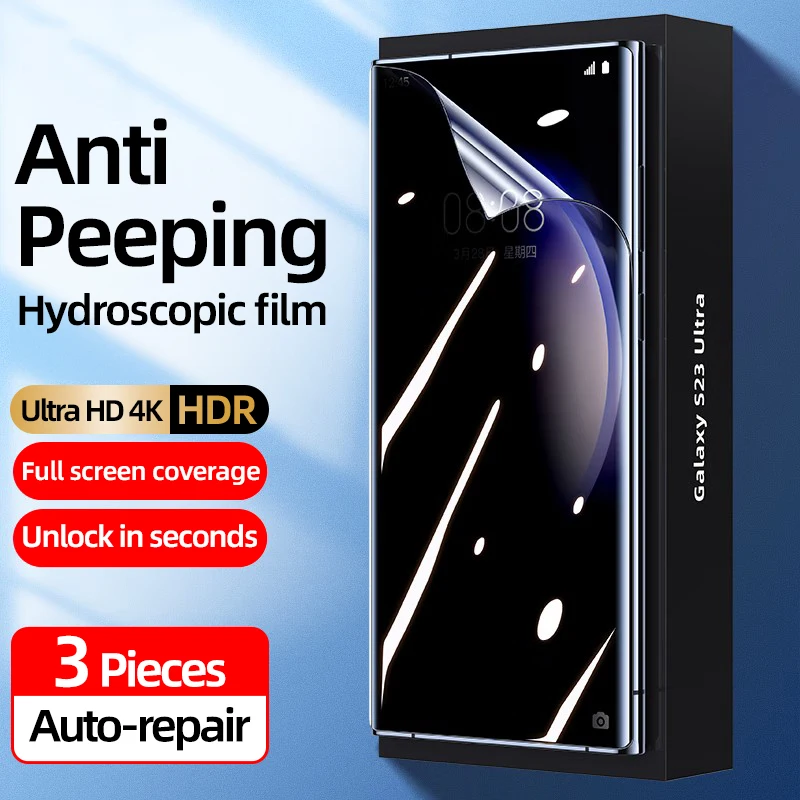 3Pcs Privacy Hydrogel Screen Protector Per Samsung Galaxy S23 Ultra S23 S23Plus Hd Full Screen Privacy Hydrogel Film
