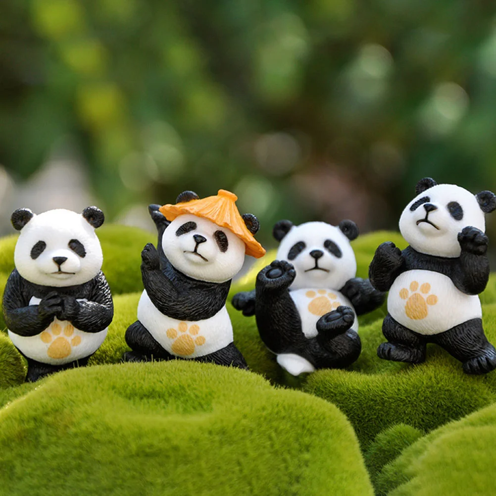 Gadpiparty Mini Panda Figurine Cute Panda Doll Kung Fu Pvc Panda Statue Fairy Garden Animals Vasi Per Piante Bonsai Craft Cake Topper