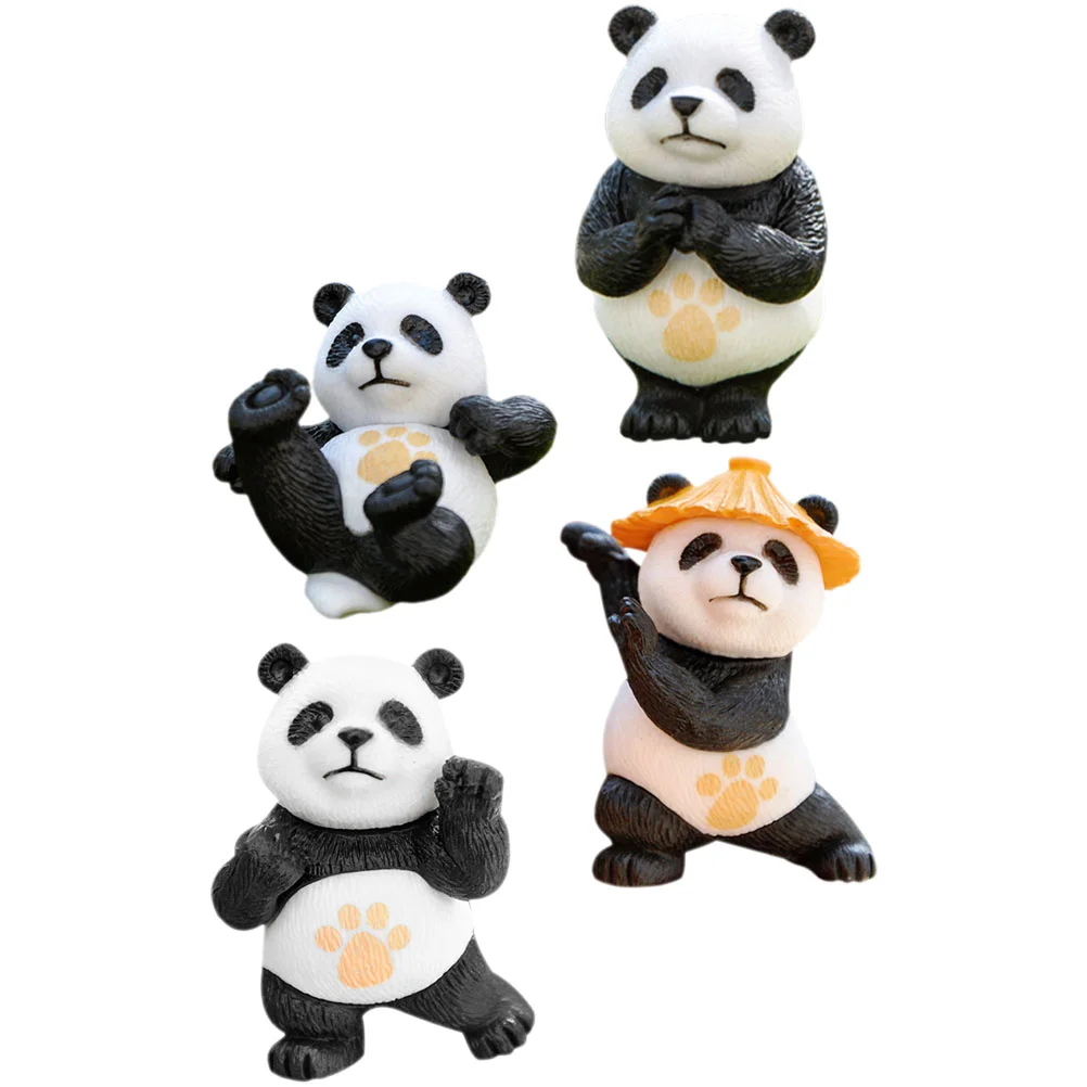 Gadpiparty Mini Panda Figurine Cute Panda Doll Kung Fu Pvc Panda Statue Fairy Garden Animals Vasi Per Piante Bonsai Craft Cake Topper
