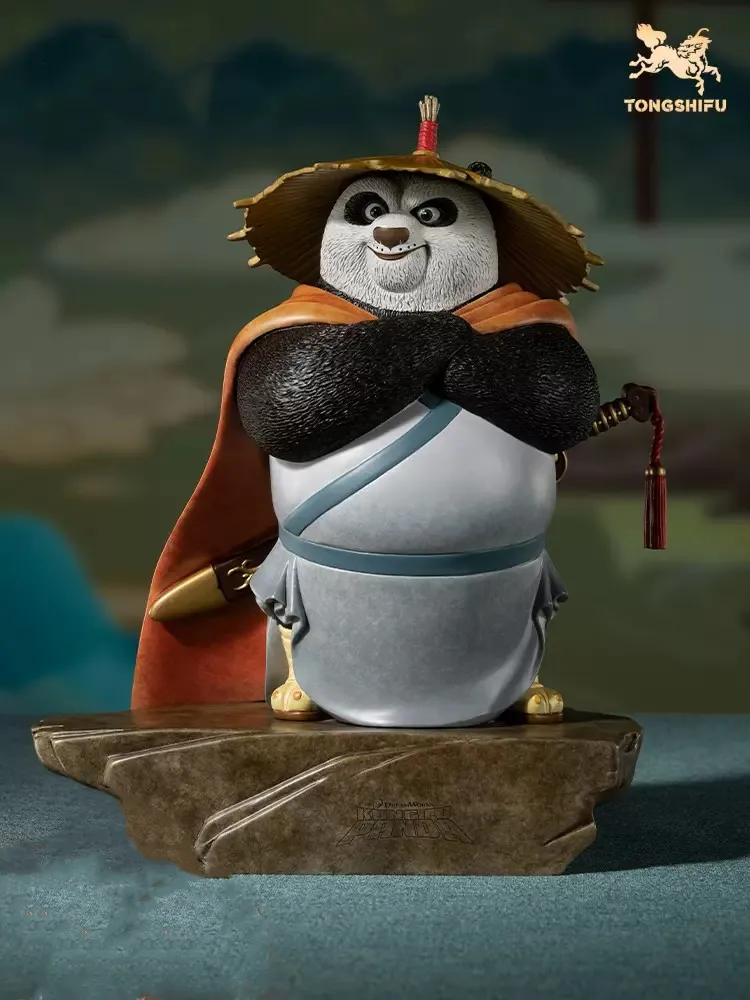 Rame Craft Chinese Cartoon Film Kung Fu Panda Animal Figurine Panda Sculpture Home Desktop Decor Art Collection Regalo Aziendale