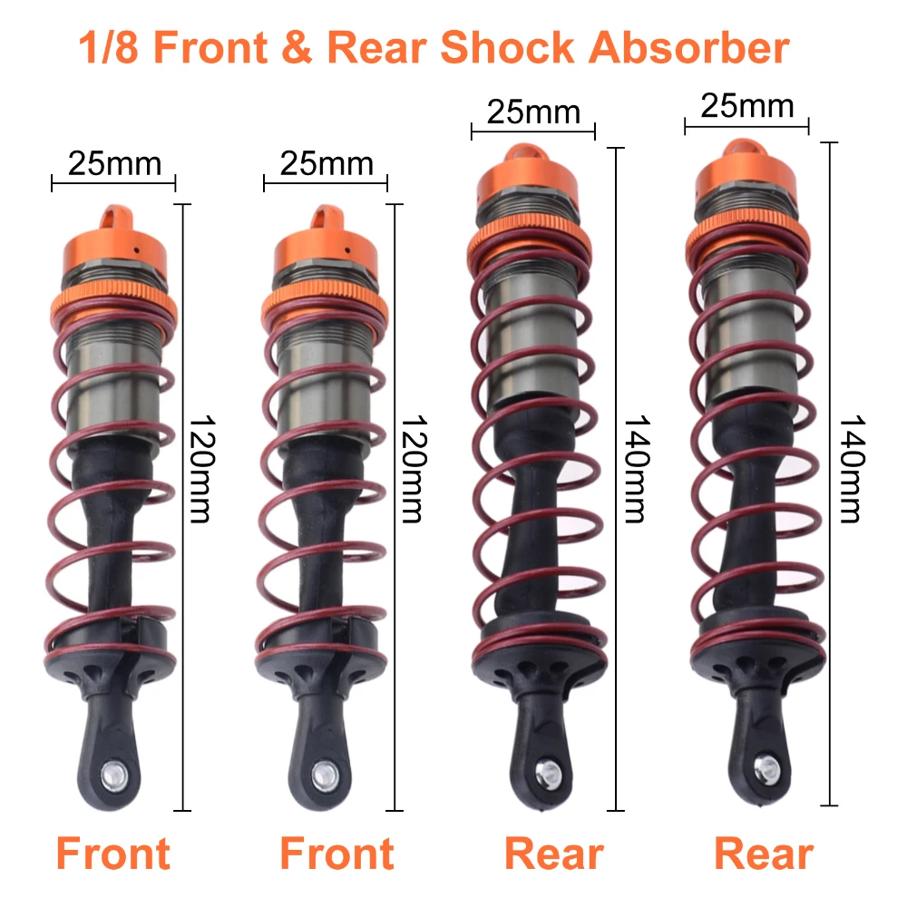 4 Pz Ammortizzatore 120Mm Anteriore 140Mm Posteriore Ammortizzatore In Metallo Sospensione Per Hpi Trophy Flux 107016 1/8 Rc Auto Da Corsa Truggy Zd R