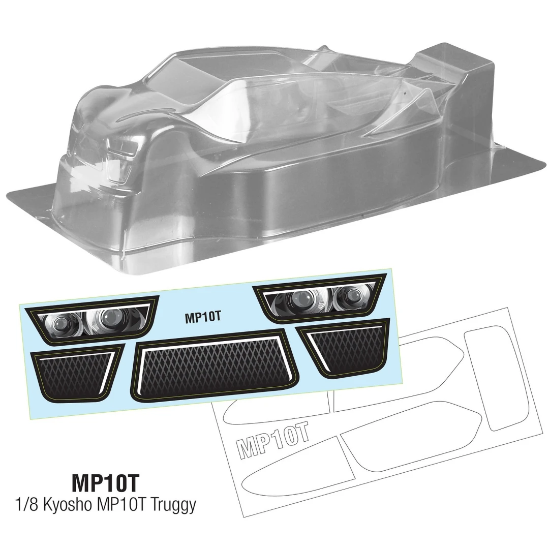 Mp10T 1/8 Kyosho Mp10T Truggy Clear Lexan Body Con Decalcomanie Leggere