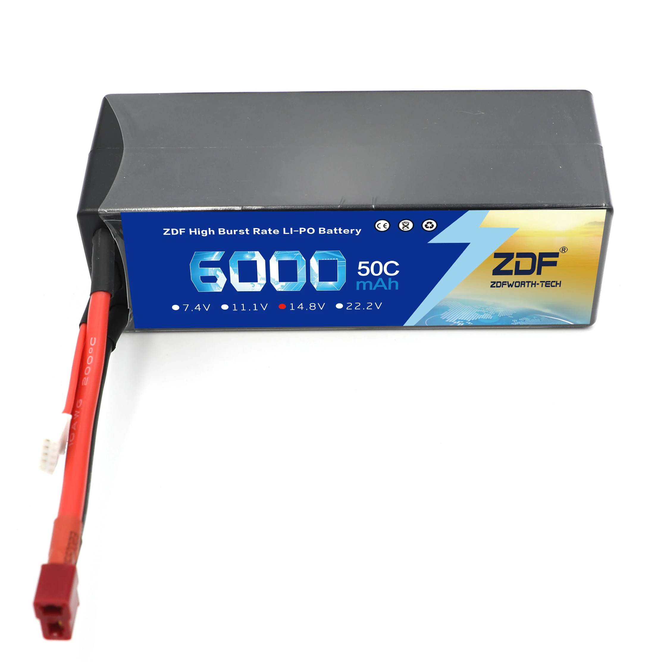 Zdf Lipo 4S Batteria Custodia Rigida 14.8V 6000Mah 50C 100C Akku Per 1:8 1:10 Rc Car E Buggy Truggy Truck Boat Helicopter Quadcopter