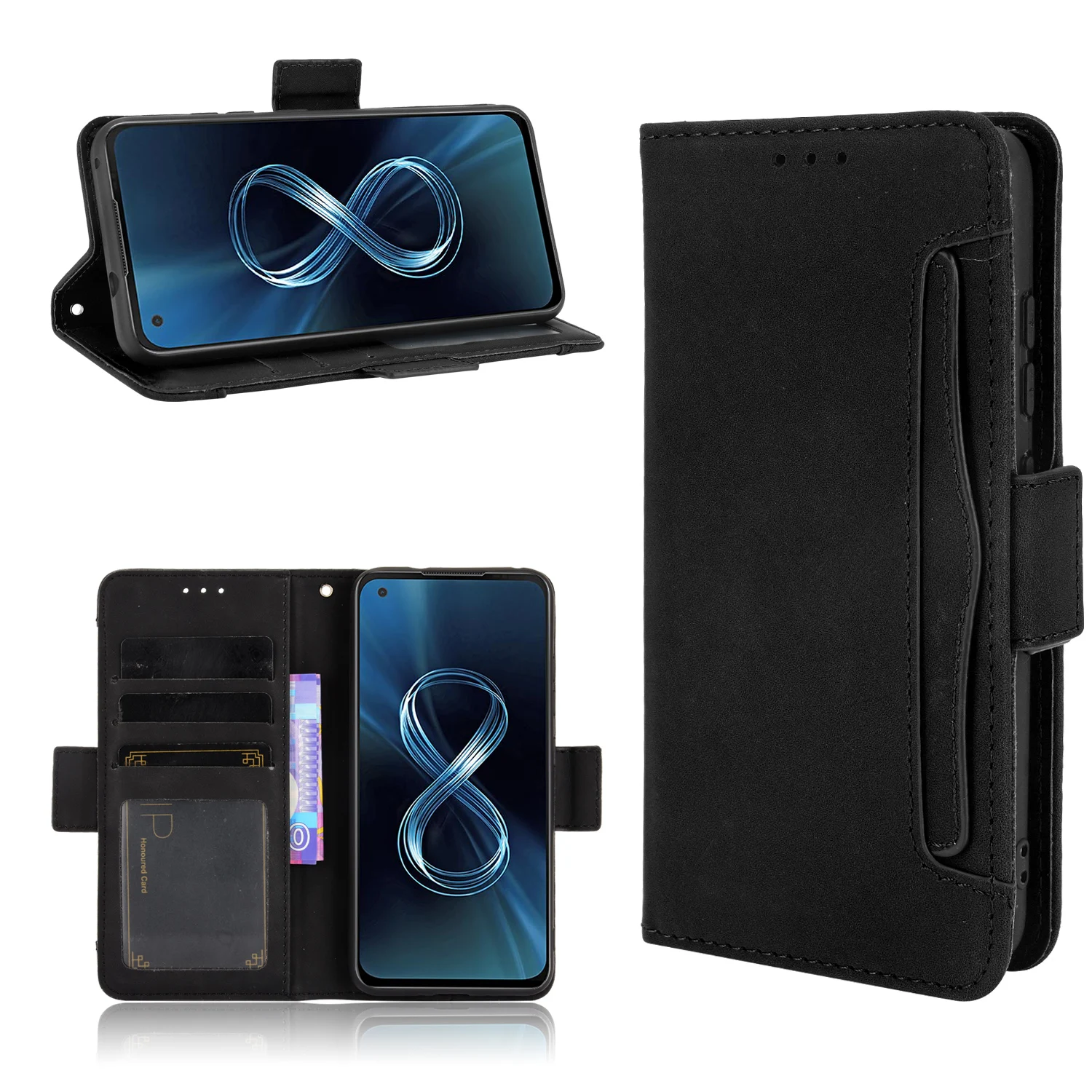 Custodia Flip Phone In Pelle Per Asus Zenfone 8 Zs590Ks / 8 Flip Zs672Ks / Rog Phone 5 Cover Posteriore Con Supporto Coque