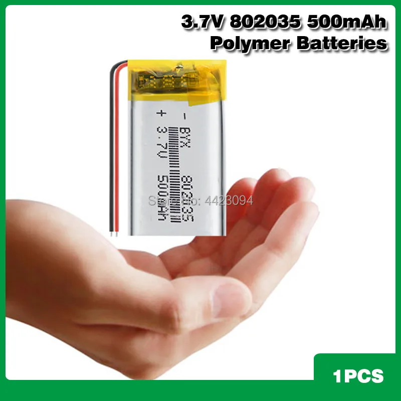 3.7V 500Mah 802035 Batteria Agli Ioni Di Litio Polimerica Per Mp3 Mp4 Dvr Dvr Giocattoli Mio Mivue 536 Mio 518 Registratore Specchio Dvr Altoparlante 