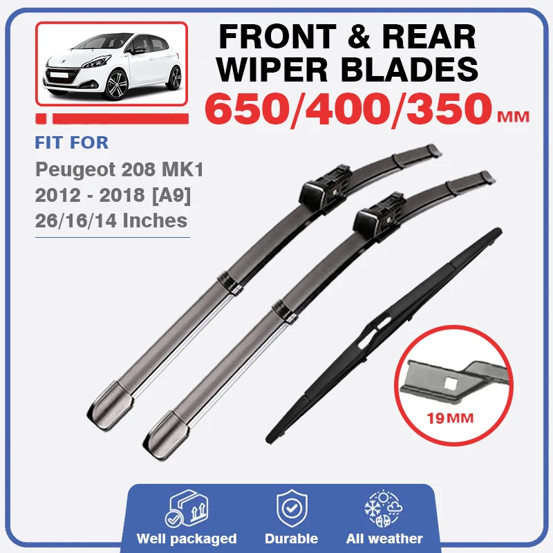 Set Spazzole Tergicristallo Anteriore Posteriore Per Peugeot 208 Mk1 A9 2012 - 2018 Parabrezza Parabrezza 26 "16" 14 "2013 2014 2015 2016 2017