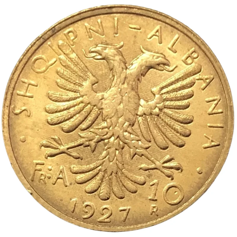 1927 Albania 10 Franga Ari-Zog Moneta Di Oro Copia