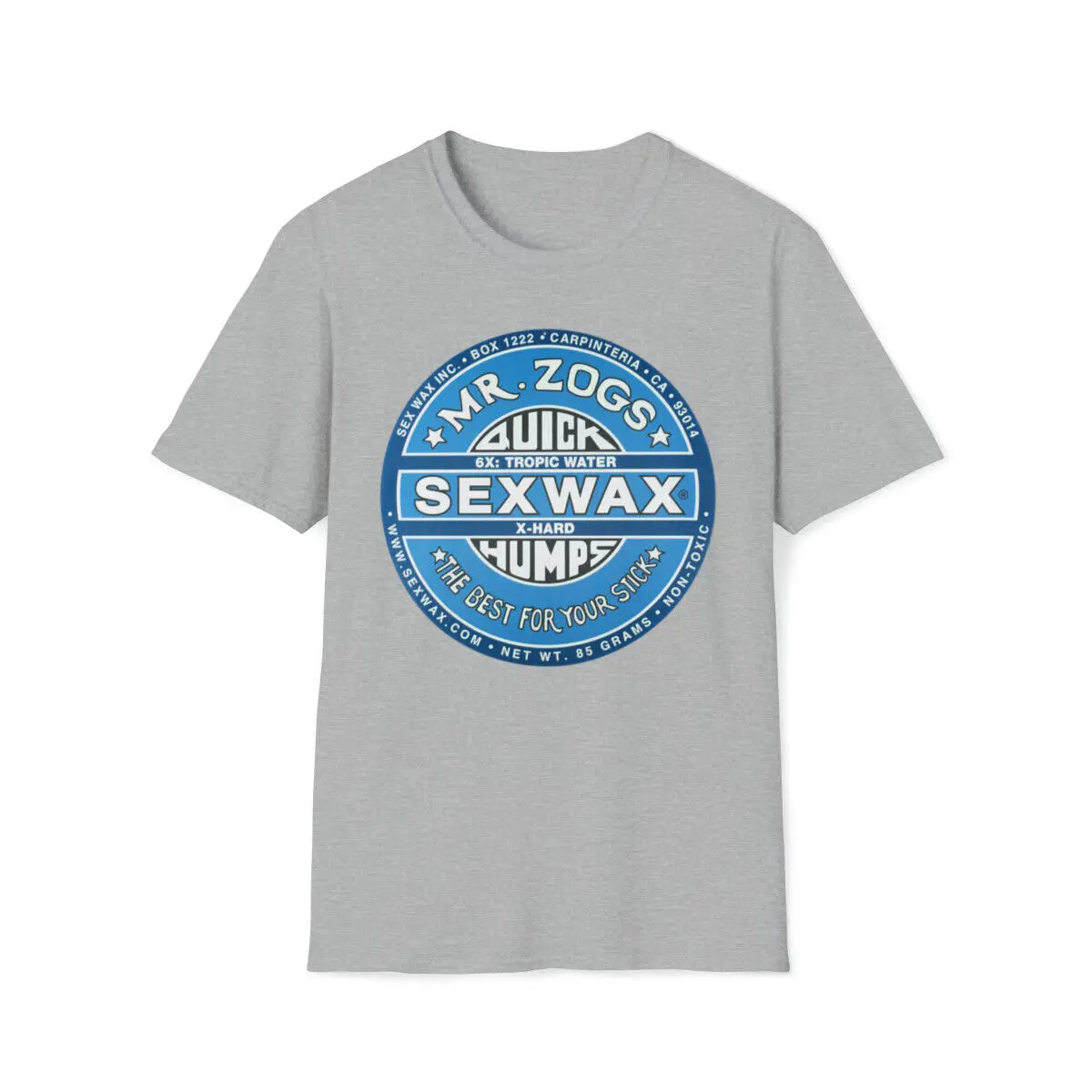 Mr. Zogs Sex Wax Large Light Blue Logo Premium T-Shirt Outlaw Surf Maniche Lunghe O Corte