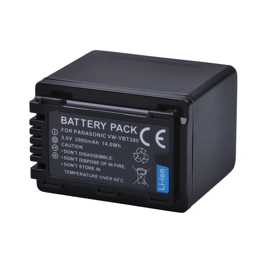 3900Mah Vw-Vbt380 Vbt380 Vw-Vbt190 Vbt190 Batteria Per Panasonic Hc-V110, Hc-V130, Hc-V160, Hc-V180, Hc-V201, Hc-V250,Hc-V260