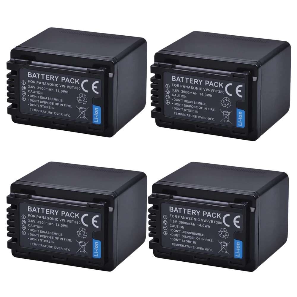 3900Mah Vw-Vbt380 Vbt380 Vw-Vbt190 Vbt190 Batteria Per Panasonic Hc-V110, Hc-V130, Hc-V160, Hc-V180, Hc-V201, Hc-V250,Hc-V260