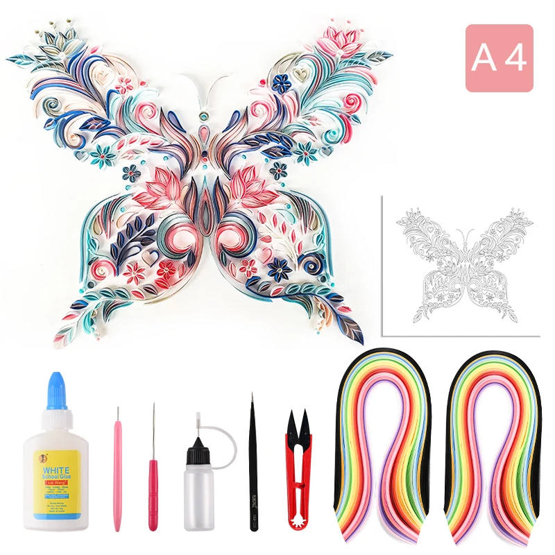 Fai Da Te Paper Art Butterfly Quilling Paper Set Quilling Paper Filigrana Art Decal Wall Decor Strumenti Artigianali Origami Paper Art