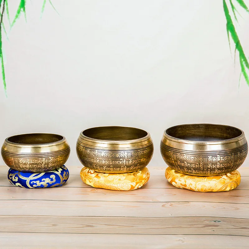 Himalayano Martellato A Mano Chakra Yoga Tibetano Ciotola Di Canto Mat Meditazione Religione Fede Forniture Buddiste Decorazioni Per La Casa 5 Taglie
