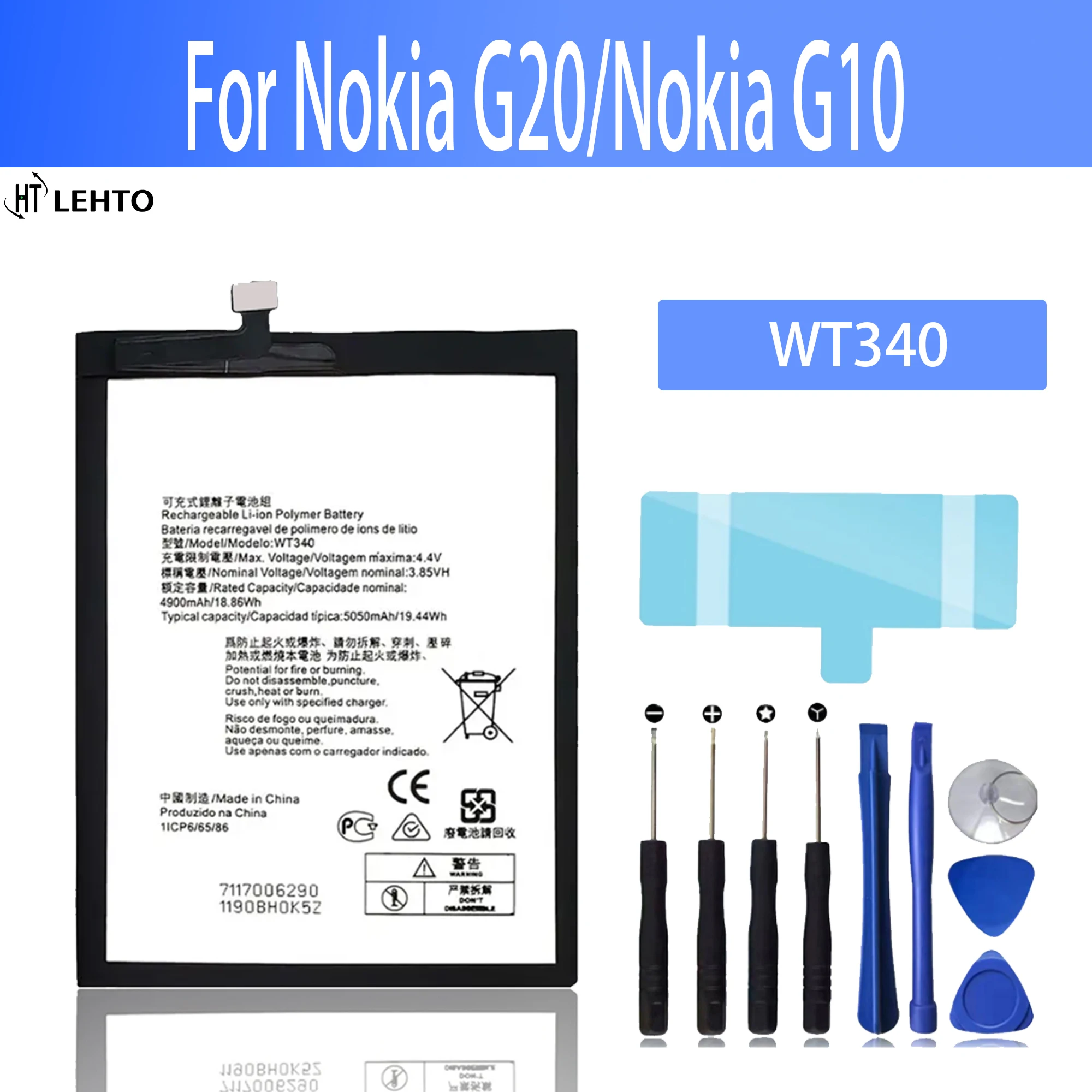 100% Nuova Batteria Originale Wt340 Per Nokia G10 G20 Ta-1334 Ta-1351 Ta-1346 Ta-1338 Ta-1336 Ta-1343 Ta-1347 Ta-1372 Ta-1365 Telefono