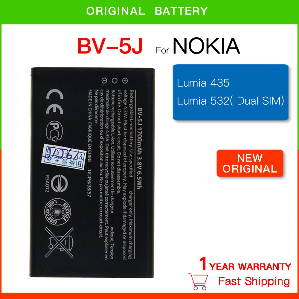 Bv-5J 100% Batteria Di Ricambio Originale Per Nokia Lumia 532 Lumia 435 Dual Sim Grande Capacità Di Alta Qualità Cellulare Bateria
