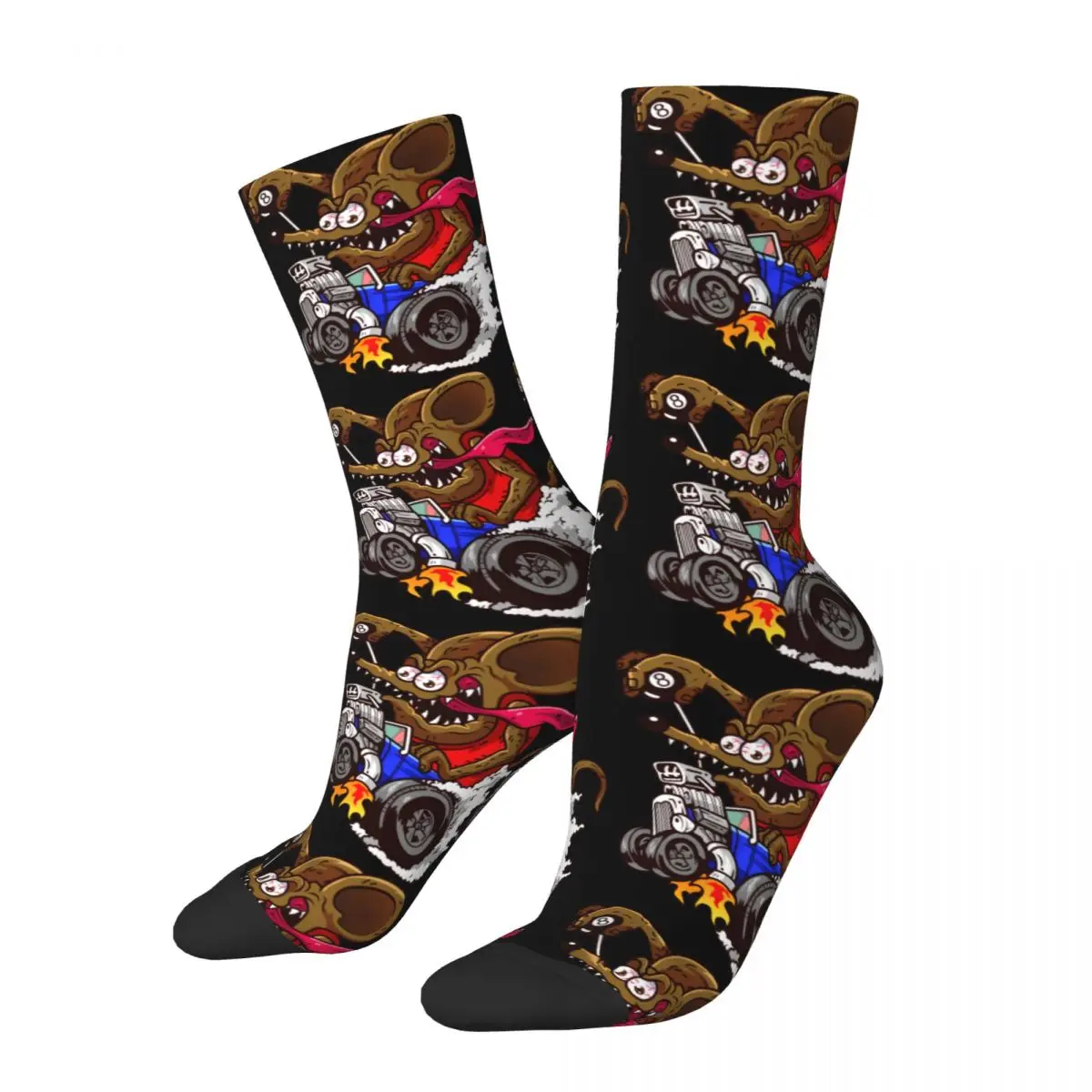 Calzino Per Uomo Rat Rod Ball Shifter Digirods Vintage Tales Of The Rat Fink Cartoon Quality Pattern Stampato Crew Sock Novità Regalo