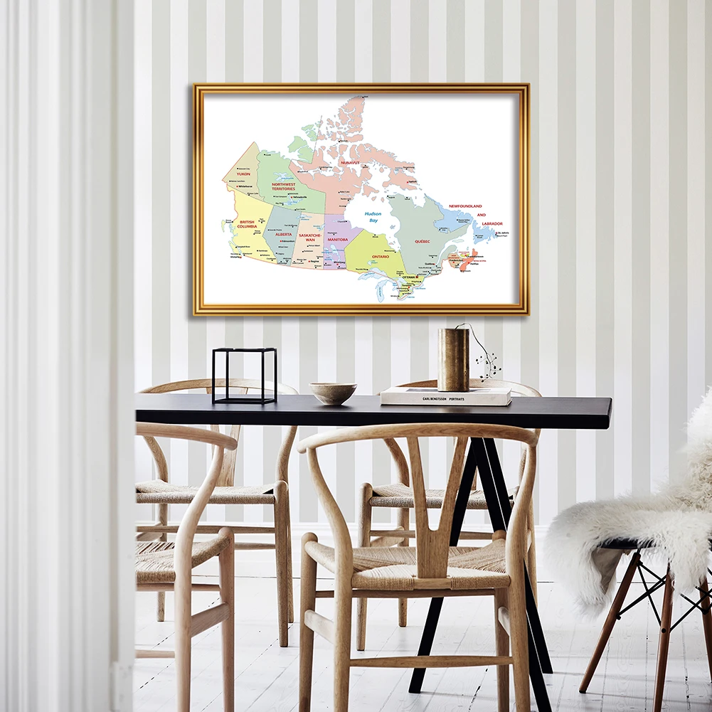 84*59Cm In Francese Il Canada Mappa Politica Mappa Wall Art Poster Tela Pittura Aula Decorazione Della Casa Materiale Scolastico