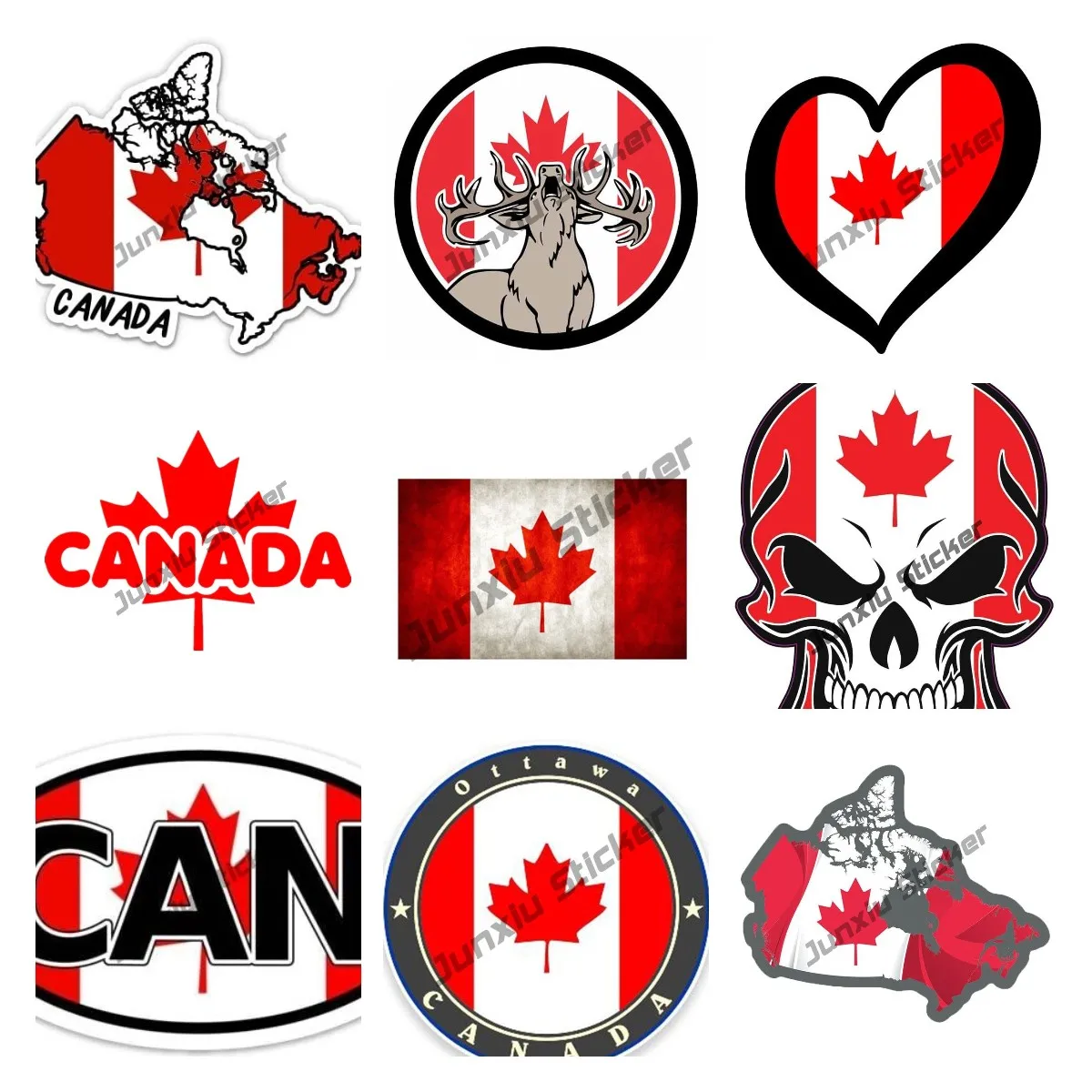 Canada Flag Sticker Map Skull Stickers Decalcomania In Vinile Canadese Canada Maple Car Moto Logo Decalcomania Laptop Phone Tablet Pvc Decor