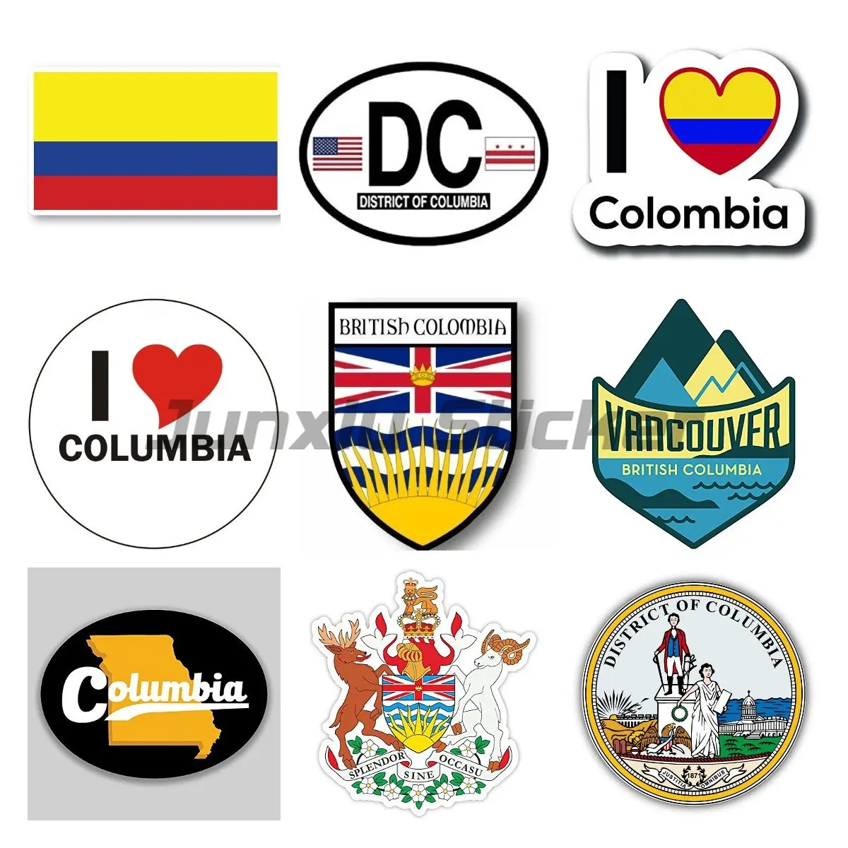 Columbia Canada Sticker Car Moto Map Flag Vinyl Outside Wall Decal