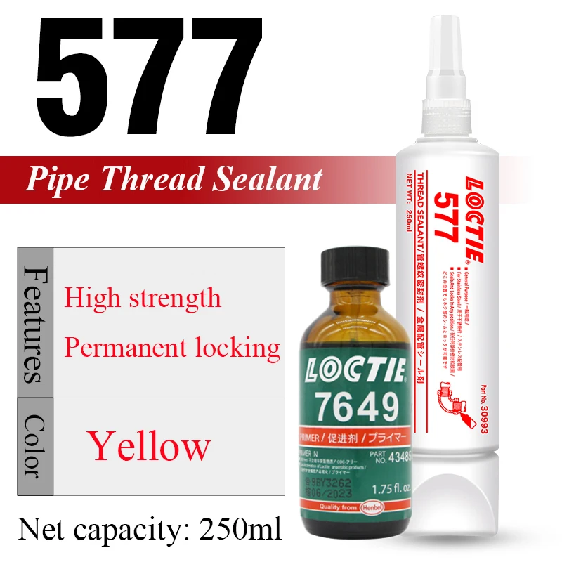 250Ml Loctite 577 Glue Pipe Thread Sealant Liquid Raw Tape Loctite 7649 Surface Activation Accelerator Anaerobic Adhesive