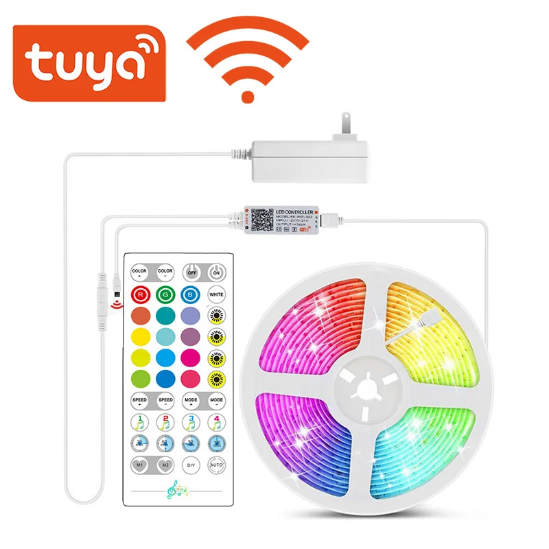 Tuya Smart Wifi Led Music Strip Light Funziona Con Alexa Google Assistant Voice Control Rgb Led Impermeabile Dimmer Strip Strip
