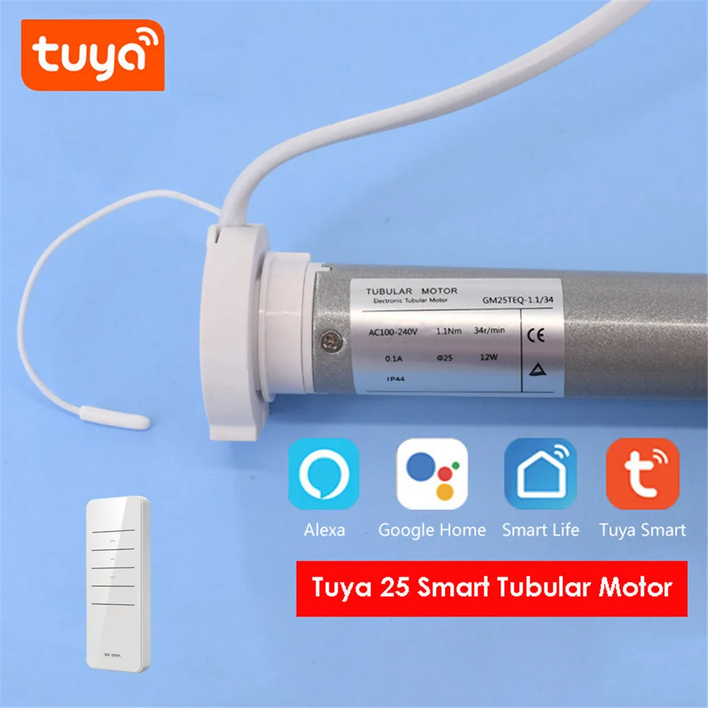 Tuya Gm25Teq 1.1N, Motore Tubolare Rolling Smart Wifi, Telecomando Rf433, Controllo Vocale Di Alexa/Google Home, Per Tubo Dia 38Mm