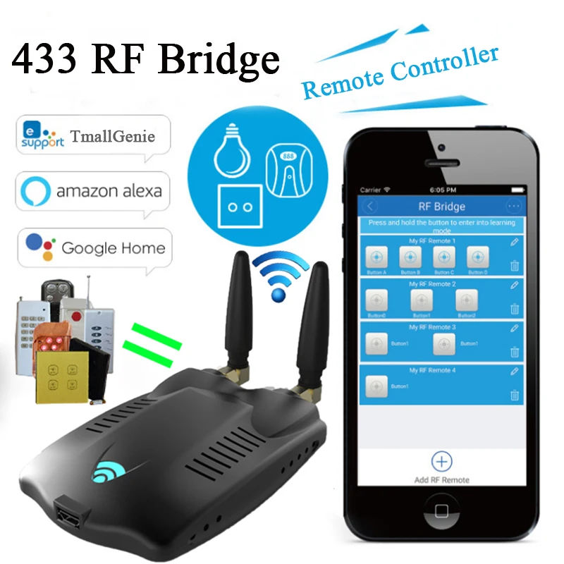 433Mhz Fr Bridge Converti Rf In Segnale Wifi Smart Home Remote Converter Rf Gateway Bridge Funziona Con L'App Ewelink Alexa Google