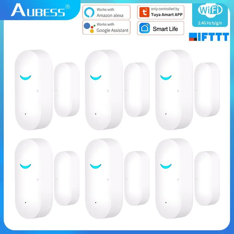 Aubess Tuya Smart Door Sensor Rilevatori Aperti/Chiusi Wifi Window Sensor Home Alarm Supporto Per Telecomando Alexa Google Home