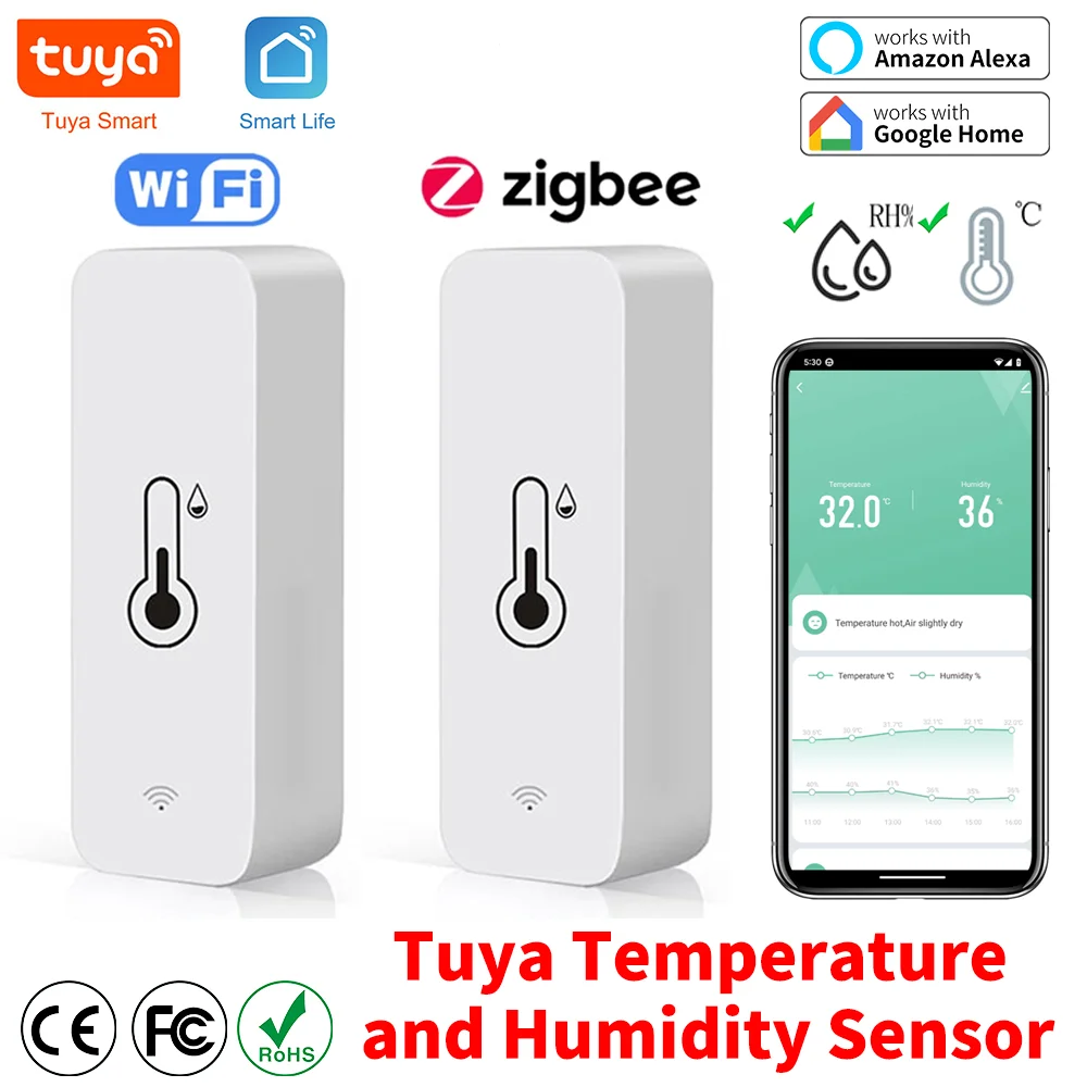 Tuya Wifi Smart Temperature Sensore Di Umidità Indoor Igrometro Controller Monitoraggio Funziona Con Smart Speaker Alexa Google Home