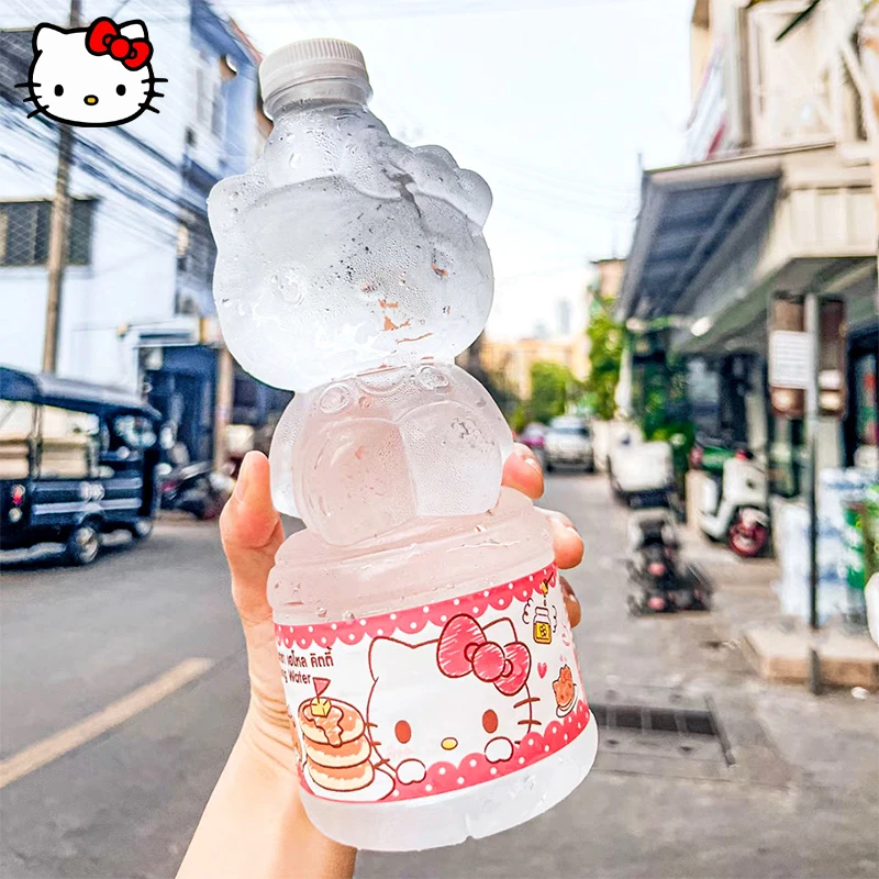 Kawaii Sanrio Hellokitty Bottiglia D'Acqua Cartoon Girl Portable Plastic Trasparente Drink Cup Student Largecapacity Ice Water Bottle