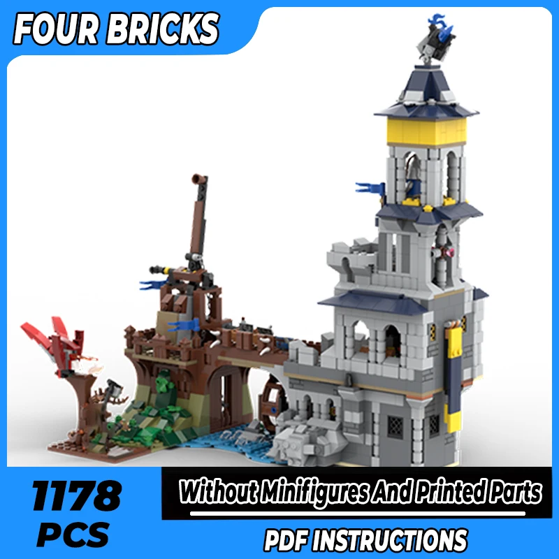 Moc Building Bricks Castle Model Black Falcon Trebuchet Technology Blocchi Modulari Regali Giocattoli Per Bambini Set Fai Da Te Assemblaggio