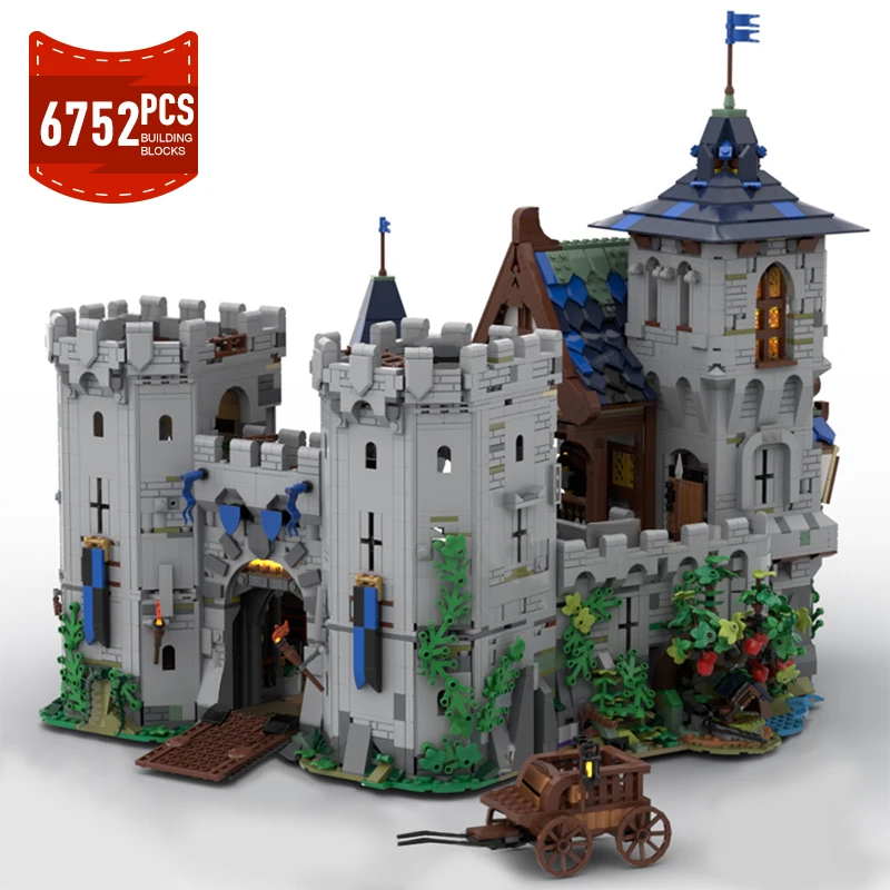 Moc City Architecture Black Falconed Fortress Classic Castle Building Block Set Moc-132661 Modello Vintage Castle Brick Toy Gift