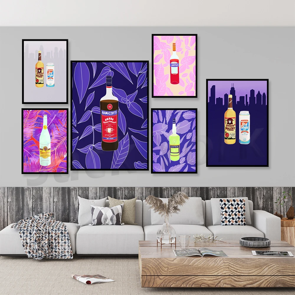 Poster Cocktail-Arte Campari-Bitter Italiani Con Stampa Botanica