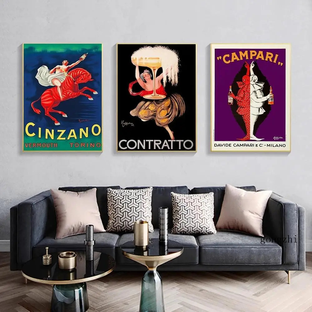 Contratto Cinzano Campari Italian Adt Poster Vintage Wine Beer Canvas Painting And Prints Wall Art Pictures Restaurant Decor